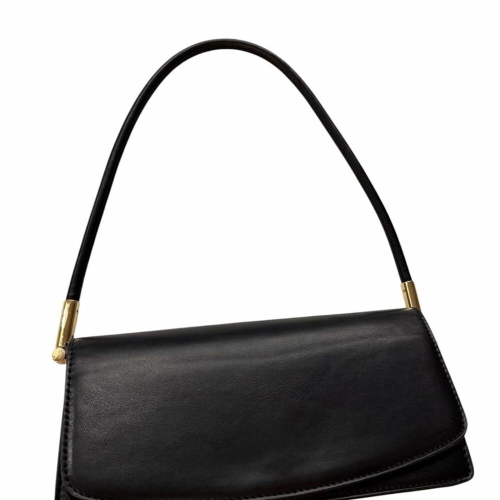 MMS black leather handbag with gold hardware